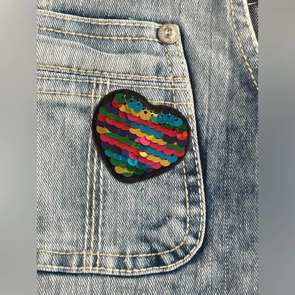 Jordache girls denim jean rainbow jumper dress 7 8
